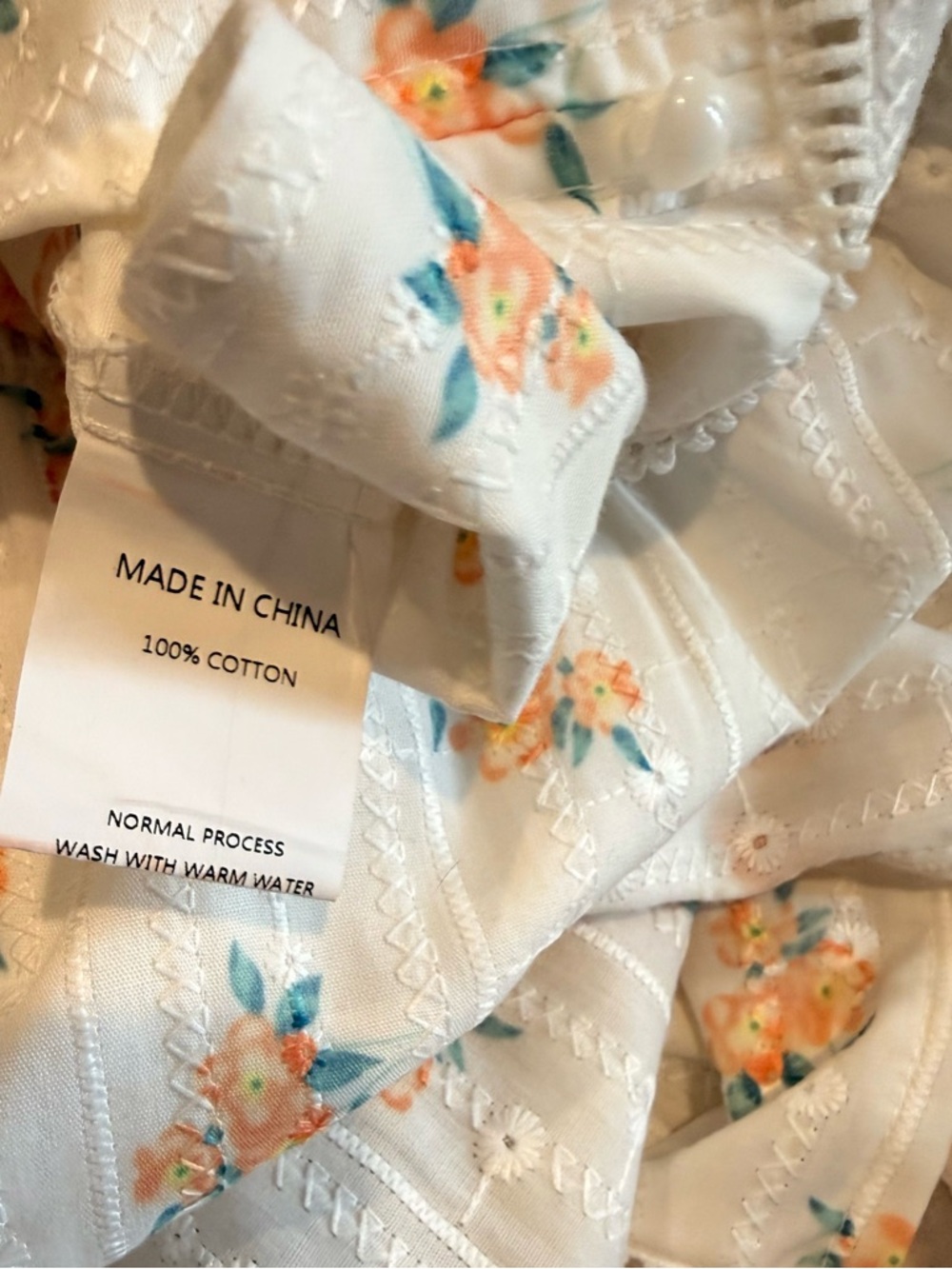 BEAUTIFUL!!  Simplee Cream Floral Maxi Sundress w/Embroidered Detail 100% Cotton - Picture 5 of 7